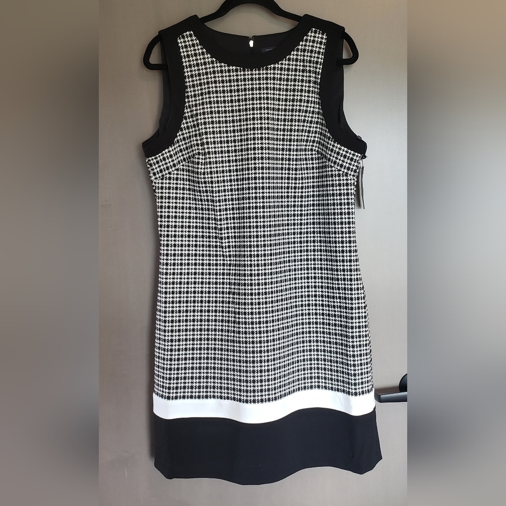 Tommy Hilfiger Women's Black & Cream Houndstooth Dress - Size 14